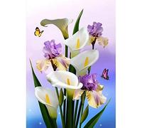 KKKKX Stickset Stickbilder Kreuzstich Vorgedruckt Calla Lilie 40x50cm DIY Kunst Kreuzstich Kit Stickerei, geeignet für Anfänger für die Heimdekoration (14CT vorgedruckte Leinwand