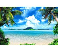 KKKKX Stickset Stickbilder Kreuzstich Vorgedruckt Palme Ozean Strand 40x50cm DIY Kunst Kreuzstich Kit Stickerei, geeignet für Anfänger für die Heimdekoration (14CT vorgedruckte Leinwand）