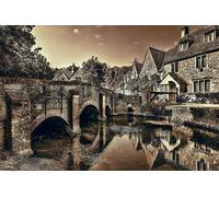 KKKKX Stickset Stickbilder Kreuzstich Vorgedruckt Schlossbrücke Fluss 40x50cm DIY Kunst Kreuzstich Kit Stickerei, geeignet für Anfänger für die Heimdekoration (14CT vorgedruckte Leinwand