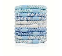 Kknekki Hair Ties, 10 Stück Modische, Schlichte Geflochtene Haarbänder Für Damen, Weiche, Elastische, Nicht Beschädigende Pferdeschwanzhalter(Blau)