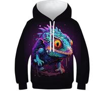 KKOLASXZE 3D Druck Chamäleon Hoodie KapuzenpulLieber PulLieber Unisex Sweatshirt Für Jungen Mädchen Mit Tasche 7-9Y