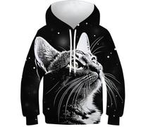 KKOLASXZE 3D Druck Civet Katze Kinder Hoodie KapuzenpulLieber PulLieber Unisex Sweatshirts Für Jungen Mädchen Mit Tasche 9-11Y
