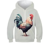 KKOLASXZE 3D Druck Gallic Huhn Kinder Hoodie KapuzenpulLieber PulLieber Unisex Sweatshirts Für Jungen Mädchen Mit Tasche 10-12Y
