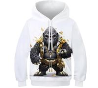 KKOLASXZE 3D Druck Gorilla Hoodies KapuzenpulLieber PulLieber Unisex Casual Hoody Sweatshirt Für Jungen Mädchen Mit Tasche 11-13Y