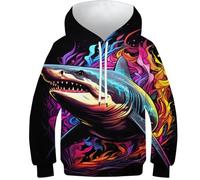 KKOLASXZE 3D Druck Haie Kinder Hoodie KapuzenpulLieber PulLieber Unisex Casual Hoody Sweatshirt Für Jungen Mädchen Mit Tasche 11-13Y