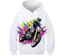 KKOLASXZE 3D Druck Moto-Cross Hoodie KapuzenpulLieber PulLieber Unisex Unisex Langarm PulLieber Sweatshirt Für Jungen Mädchen Mit Tasche 6-7Y