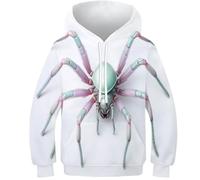 KKOLASXZE 3D Druck Spinne Hoodies KapuzenpulLieber PulLieber Unisex Unisex Langarm PulLieber Sweatshirt Für Jungen Mädchen Mit Tasche 12-14Y