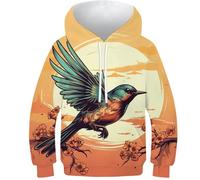 KKOLASXZE 3D Druck Spottdrossel Hoodie KapuzenpulLieber PulLieber Unisex Sweatshirt Für Jungen Mädchen Mit Tasche 6-7Y