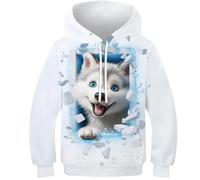 KKOLASXZE 3D Druck Wolf Kinder Hoodie KapuzenpulLieber PulLieber Unisex Casual Hoody Sweatshirt Für Jungen Mädchen Mit Tasche 13-15Y