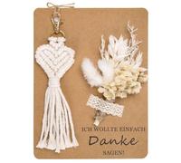 KKSJK Dankeschön Geschenke, Danke Geschenk Set mit Karte Danke, Schlüsselanhänger Makramee und Trockenblumen, Dankeschön Geschenk für Frauen, Beste Freundin, Lieblingsmensch, Handgefertigtes