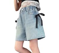 Klamotten Teenager Mädchen, Jeanshosen Mädchen, Baggy Jeans Shorts Denim Kurze Hosen Sommer Jorts Stretch Kinder Y2K Sommerhose Elastische Taille Kurz Jeanshose Weites Bein Jeansshorts Teenager