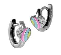Klappcreolen OSTSEE-SCHMUCK "- buntes Herz 6 mm - Silber 925/000 - Zirkonia" Gr. 11, bunt (mehrfarbig), Ohrringe, Damen, 11, Klappcreolen (43688144-11) mehrfarbig