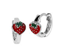 Klappcreolen OSTSEE-SCHMUCK "- Erdbeere - Silber 925/000 -" Gr. 13, silber (silber 925, silberfarben, weiß), Ohrringe, Damen, 13, Klappcreolen (95693032-13) silber 925, silberfarben, weiß