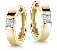 Klappcreolen Silber 925 Damen - Creolen 17mm mit Zirkonia Steinen SO-432 | Kleine Ohrringe mit Steinchen aus echtem 925 Sterling Silber rhodiniert oder vergoldet von MATERIA by Matthias Wagner