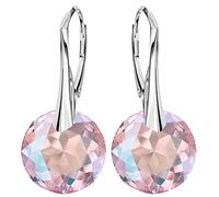 Klapperverschluß Modeschmuck 925 Silber Hängeohrringe Ohrringe für Damen Marken Kristalle Ohrringe Hängend Silber 925 Hängende Ohrringe Schmuck für Frauen Mädchen Ideal Geschenk (Light Rose Shimmer)