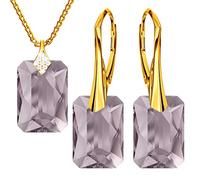 Klapperverschluß Modeschmuck Ohrringe Halskette Silber 925 Hängend Schmuckset Geburtstagsgeschenk für Freundin Damen und Mädchen Geschenk Schmuck Set für Frauen (Light Ametyst)