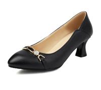 Klarmar Damen Arbeit Mid Block Schuhe Ohne Verschluss Klassische Pumps Komfort Büroschuhe Concise Pointed Toe Niedrige Absatz Schwarz Gr 50 EU/52