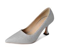 Klarmar Damen Ohne Verschluss Stilettos Elegant Hochzeit Pumps Sparkly Party Bride Schuhe Mode Abendschuhe Prom Höhe Ferse Silber Gr 34 EU/22CM