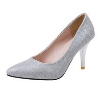 Klarmar Party Stilettos Damen Elegant Ohne Verschluss Abend Pumps Mode Pointed Toe Ohne Verschluss High Schuhe Party Hochzeit Schuhe Silber Gr 34 EU/22CM