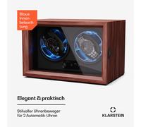 Klarstein Brienz 2 Uhrenbeweger, 2 Uhren, 4 Modi, Holz-Optik, blaue Innenbeleuchtung Brienz 2 Uhrenbeweger | 2 Uhren | flexibles Uhrenkissen | LED-Beleuchtung | 4 Rotationsmodi | Gehäuse in Holz-Optik | Leiser Motor: < 10 dB | USB-Kabel