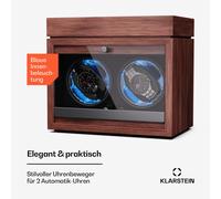 Klarstein Brienz 2 Uhrenbeweger, 2 Uhren, 4 Modi, Holz-Optik, blaue Innenbeleuchtung, Schmuckfach