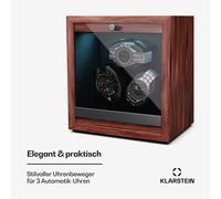 Klarstein Brienz 3 Uhrenbeweger, 3 Uhren, 4 Modi, Holz-Optik, blaue Innenbeleuchtung