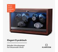Klarstein Uhrenbeweger für Automatikuhren, Automatik-Uhrenbeweger für 6 Uhren mit Acryl-Tür, Automatischer Blaue LEDs, Watch Winder mit 4 TPD Einstellungen