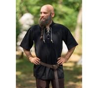 Klassiches Mittelalter Hemd kurzarm, Schwarz "Rainald" S