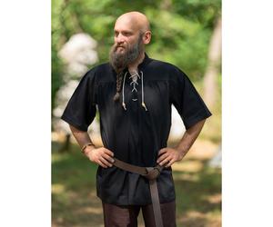 Klassiches Mittelalter Hemd kurzarm, Schwarz "Rainald" S