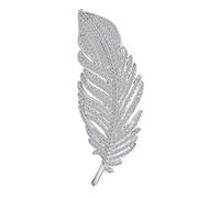 Klassisch Elegant Traditionell Vintage Stil Großer Micro Pave CZ Fächer Feder Blatt Brosche Pin & Anhänger 2 In 1 Für Frauen Rhodium Silber Vergoldet Messing