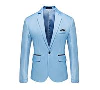 Klassische Anzugjacken für Herren, Schalrevers, Ein-Knopf-Blazer, smart, lässig, Smoking, Blazer, leichte Sportmäntel, Hochzeit, Abschlussball, Dinner-Party, Business-Anzug, Blazer-Jacke, himmelblau,