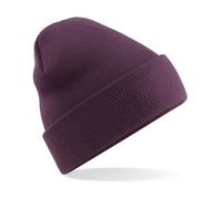 Klassische Beanie Mütze für Damen & Herren | Weiche Wintermütze aus Feinstrick | Unisex Strickmütze mit Umschlag für Herbst & Winter | Slouch & Fisherman Style (Plum)