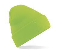 Klassische Beanie Mütze für Damen & Herren | Weiche Wintermütze aus Feinstrick | Unisex Strickmütze mit Umschlag für Herbst & Winter | Slouch & Fisherman Style (Neon Grün)