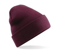 Klassische Beanie Mütze für Damen & Herren | Weiche Wintermütze aus Feinstrick | Unisex Strickmütze mit Umschlag für Herbst & Winter | Slouch & Fisherman Style (Burgundy)