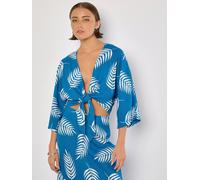 Klassische Bluse APRICOT "Bluse", Damen, Gr. M (38), blau, Obermaterial: 88% Viskose CV. 12% Leinen LI., gemustert, Blusen Bluse, mit Knotenverschluss (52540532-38) blau