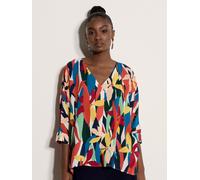 Klassische Bluse APRICOT "Blusentop", Damen, Gr. M (38), orange, gewebt, Obermaterial: 100% Viskose CV., gemustert, V-Ausschnitt, Fledermausärmel, Blusen Bluse, mit Farbblock-Muster (39234555-38) oran