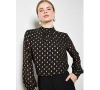 Klassische Bluse APRICOT "Blusentop", Damen, Gr. XL (42), schwarz, gewebt, Obermaterial: 100% Polyester PES., bedruckt, normal, Manschetten mit Knöpfen, Blusen Bluse, mit Goldfoliendruck (89360461-42)