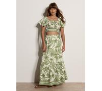 Klassische Bluse APRICOT "Crop-Top mit Palmenprint", Damen, Gr. S (36), beige (creme), gewebt, Obermaterial: 85% Viskose CV. 15% Nylon NY., Nicht angegeben, Blusen Bluse, Elastischer Bund (11393212-36