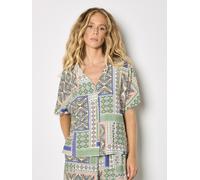 Klassische Bluse APRICOT "Folk-Patchwork-Bluse", Damen, Gr. XS (34), grau (stein), gewebt, Obermaterial: 90% Viskose LENZING ECOVERO CV LenzEcov. 10% Nylon NY., gemustert, V-Ausschnitt, Gerade, Blusen