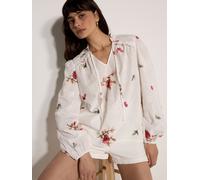 Klassische Bluse APRICOT "Geblümte Bluse", Damen, Gr. XS (34), weiß, gewebt, Obermaterial: 100% Viskose CV., geblümt, V-Ausschnitt, Gerade, Blusen Bluse, mit Stickerei (75483747-34) weiß