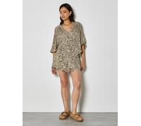 Klassische Bluse APRICOT "Ikat-Bluse", Damen, Gr. L (40), grün (khaki), gewebt, Obermaterial: 99% Viskose LENZING ECOVERO CV LenzEcov. 1% metallisierte Fasern MTF., gemustert, V-Ausschnitt, Blusen Blu