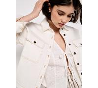 Klassische Bluse APRICOT "Kurzes Baumwoll-Jeanshemd", Damen, Gr. M (38), beige (creme), gewebt, Obermaterial: 100% Baumwolle CO., uni, 1 Knopf-Manschette, Blusen Bluse, in Croppedlänge (56624206-38) c