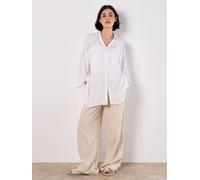 Klassische Bluse APRICOT "Oversized Hemdbluse", Damen, Gr. M (38), weiß, gewebt, Obermaterial: 99% Viskose CV. 1% metallisierte Fasern MTF., uni, Bindeband, Blusen Bluse, mit leichtem Schimmer (811906