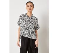 Klassische Bluse APRICOT "Printed Turn Up Sleeve Shirt", Damen, Gr. M (38), schwarz, Obermaterial: 100% Viskose CV., gemustert, Blusen Bluse, mit aufgesetzter Tasche (35597830-38) schwarz