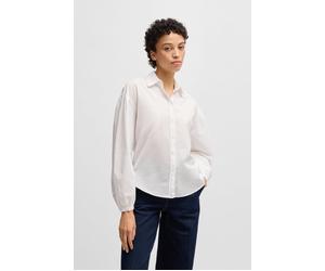 Klassische Bluse BOSS ORANGE "Barby Premium Damenmode", Damen, Gr. XXL, weiß (weiß 100), Web, Obermaterial: 100% Baumwolle, unifarben, regular fit, Manschette, Blusen Klassische Bluse, mit BOSS Logo a