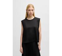 Klassische Bluse BOSS ORANGE "Ieaska Premium Damenmode", Damen, Gr. 42, schwarz (schwarz 001), Web, Obermaterial: 100% Polyester, unifarben, regular fit, Rundhals, Blusen Klassische Bluse, Satin Quali