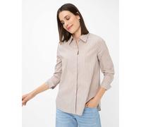 Klassische Bluse BRAX "Style VIKI", Damen, Gr. 38, grau (taupe), Web, 68% Baumwolle, 27% Nylon, 5% Elasthan, Blusen (33752438-38) taupe