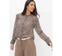 Klassische Bluse BRAX "Style VIOLET", Damen, Gr. 46, taupe, Web, 100% Viskose, Blusen Bluse (98835707-46) taupe