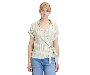 Klassische Bluse CARTOON "Damen mit Bindegürtel", Damen, Gr. 44, grün (nature, grün), Obermaterial: 50% Viskose, 30% Polyester, 20% Leinen, schmal normal, V-Ausschnitt, Blusen (95987920-44) nature, gr