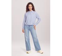 Klassische Bluse CARTOON "Damen mit Raffung", Damen, Gr. 34, blau (blau, weiß), Obermaterial: 82% Viskose, 18% Polyamid, lässig geschnitten normal, Blusen Bluse (84662627-34) blau, weiß